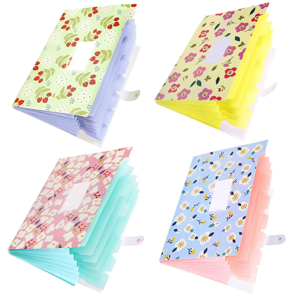 Climberty 4 Pack Expanding File Folder with Separate 6 Compartments, Accordion Document/Letter A4 Size Floral Print Plastic File Folders for Organization Travel File Folder with Snap Button Closure Climberty 4 Pack Expanding File Folder with Separate 6 Compartments, Accordion Document/Letter A4 Size Floral Print Plastic File Folders for Organization Travel File Folder with Snap Button Closure